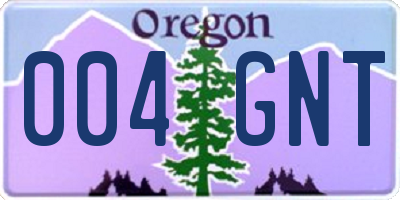 OR license plate 004GNT