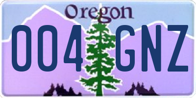 OR license plate 004GNZ