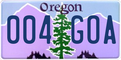 OR license plate 004GOA