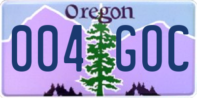 OR license plate 004GOC
