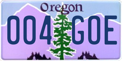 OR license plate 004GOE