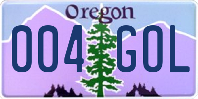 OR license plate 004GOL