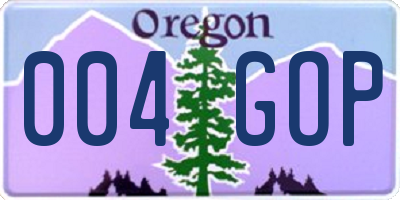 OR license plate 004GOP
