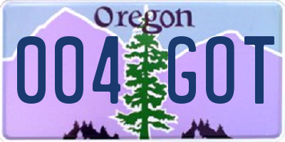 OR license plate 004GOT