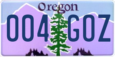 OR license plate 004GOZ