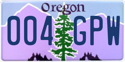 OR license plate 004GPW