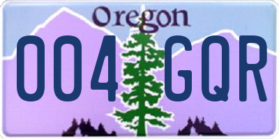 OR license plate 004GQR