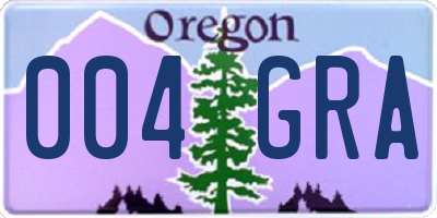 OR license plate 004GRA
