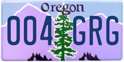 OR license plate 004GRG