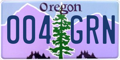 OR license plate 004GRN