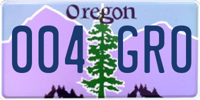 OR license plate 004GRO