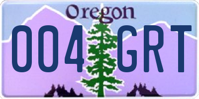 OR license plate 004GRT