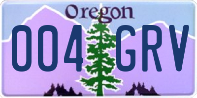 OR license plate 004GRV