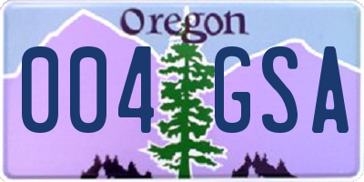 OR license plate 004GSA