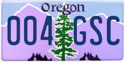 OR license plate 004GSC