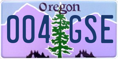 OR license plate 004GSE
