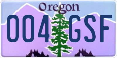 OR license plate 004GSF