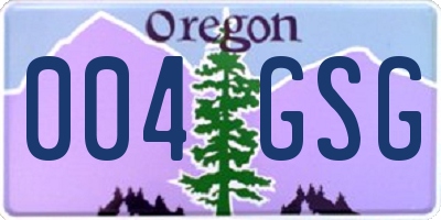 OR license plate 004GSG