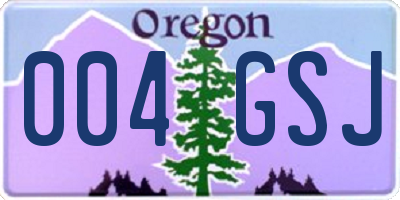 OR license plate 004GSJ