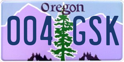 OR license plate 004GSK