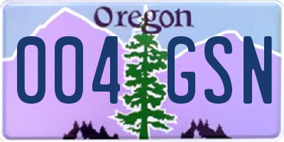 OR license plate 004GSN