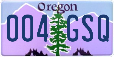 OR license plate 004GSQ