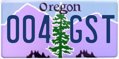OR license plate 004GST