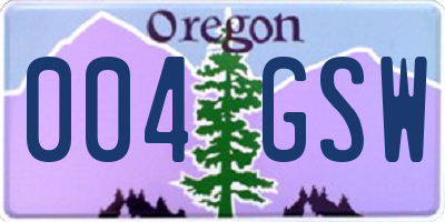 OR license plate 004GSW