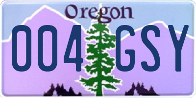 OR license plate 004GSY