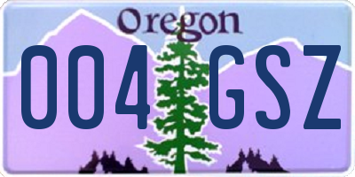 OR license plate 004GSZ