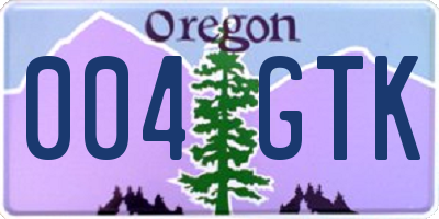 OR license plate 004GTK