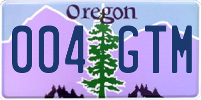 OR license plate 004GTM