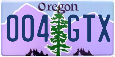OR license plate 004GTX