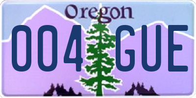 OR license plate 004GUE