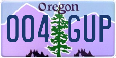 OR license plate 004GUP