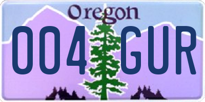 OR license plate 004GUR