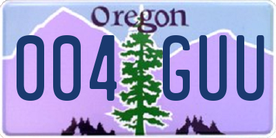 OR license plate 004GUU