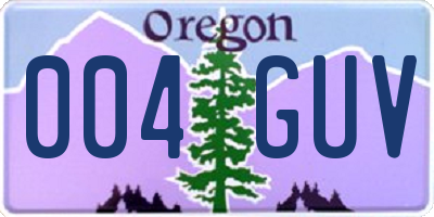OR license plate 004GUV