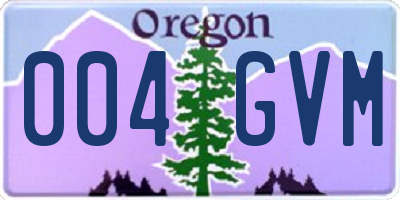 OR license plate 004GVM