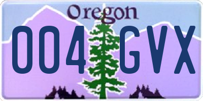 OR license plate 004GVX