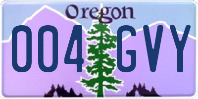 OR license plate 004GVY