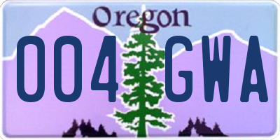 OR license plate 004GWA
