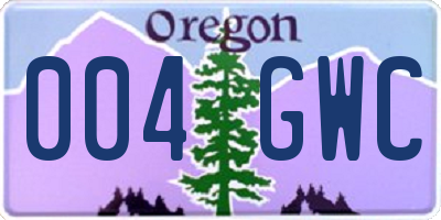 OR license plate 004GWC