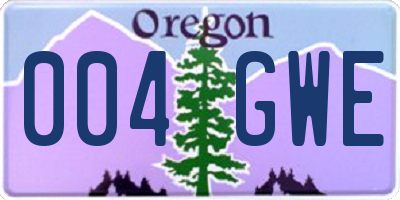 OR license plate 004GWE