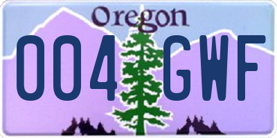 OR license plate 004GWF