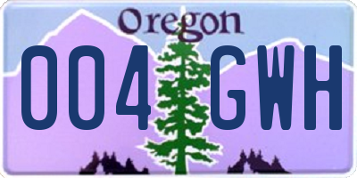 OR license plate 004GWH