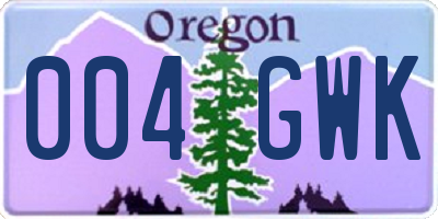 OR license plate 004GWK