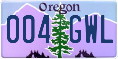 OR license plate 004GWL