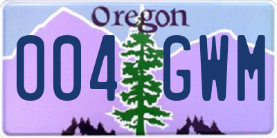 OR license plate 004GWM