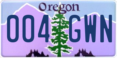 OR license plate 004GWN